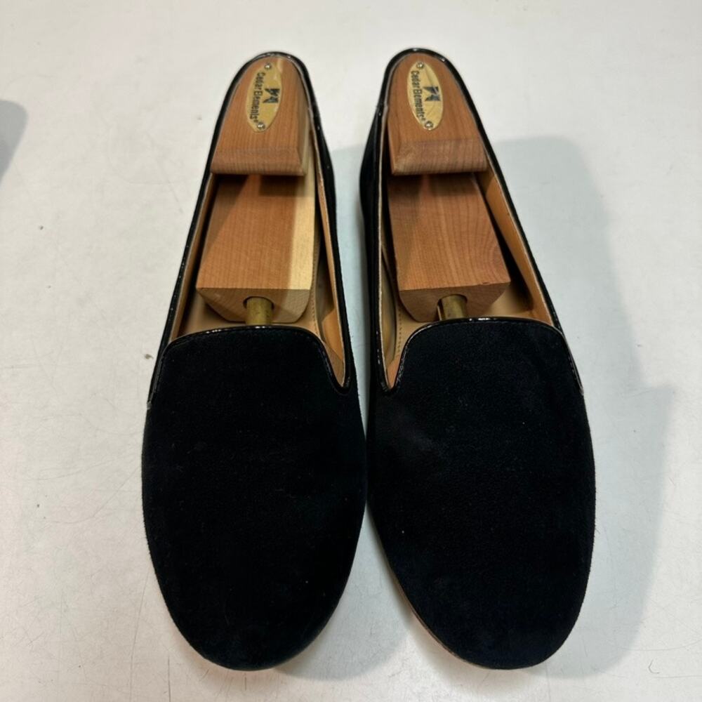 GUC J. Crew Women's Black Suede Smoking Slipper Loafer Ballet Flat Classic 8.5